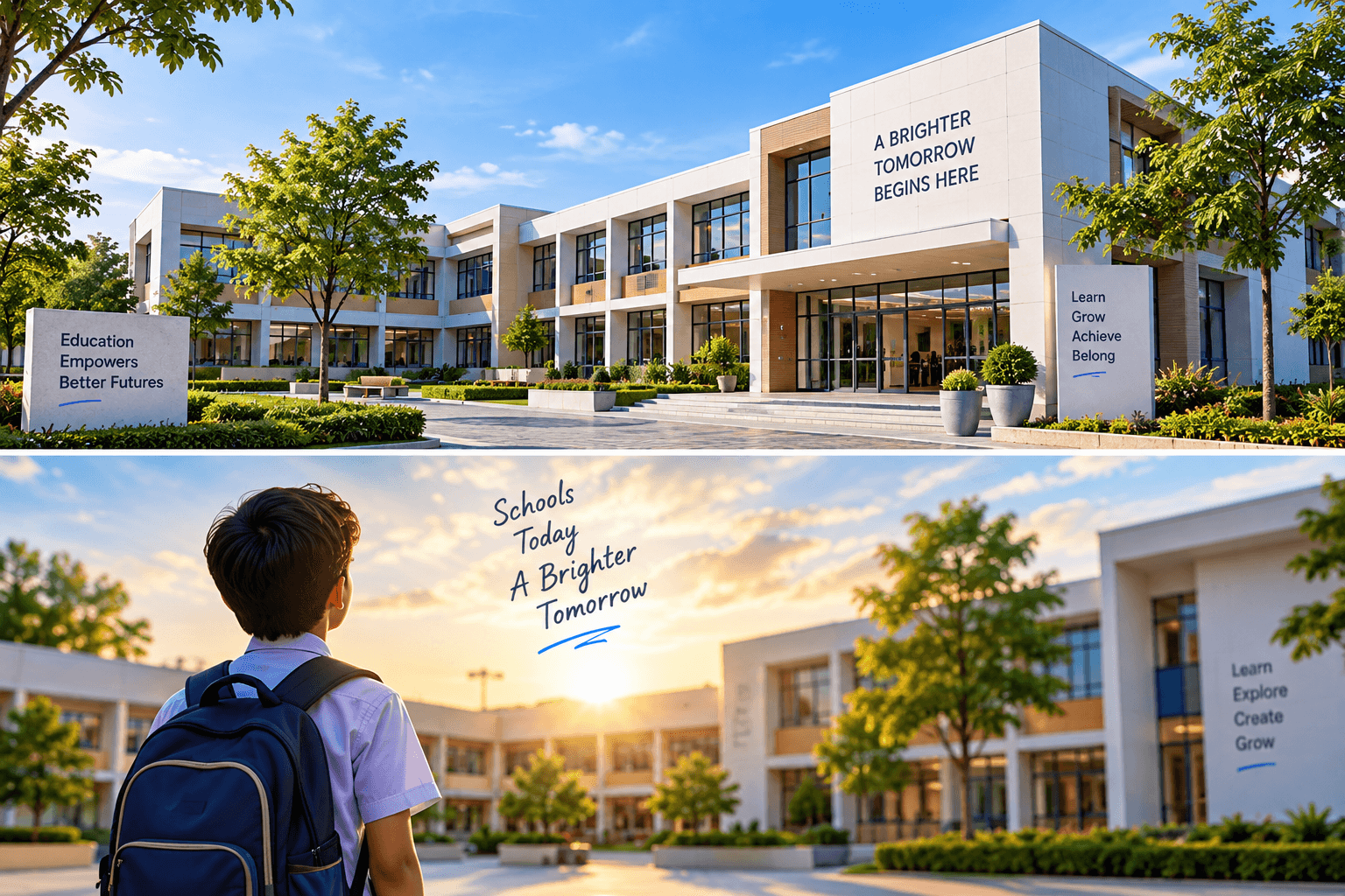 Student looking towards school campus