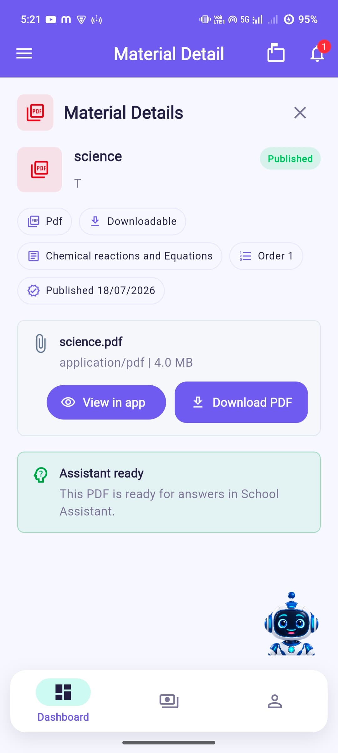 Share learning material without friction in the Mahantham School ERP app