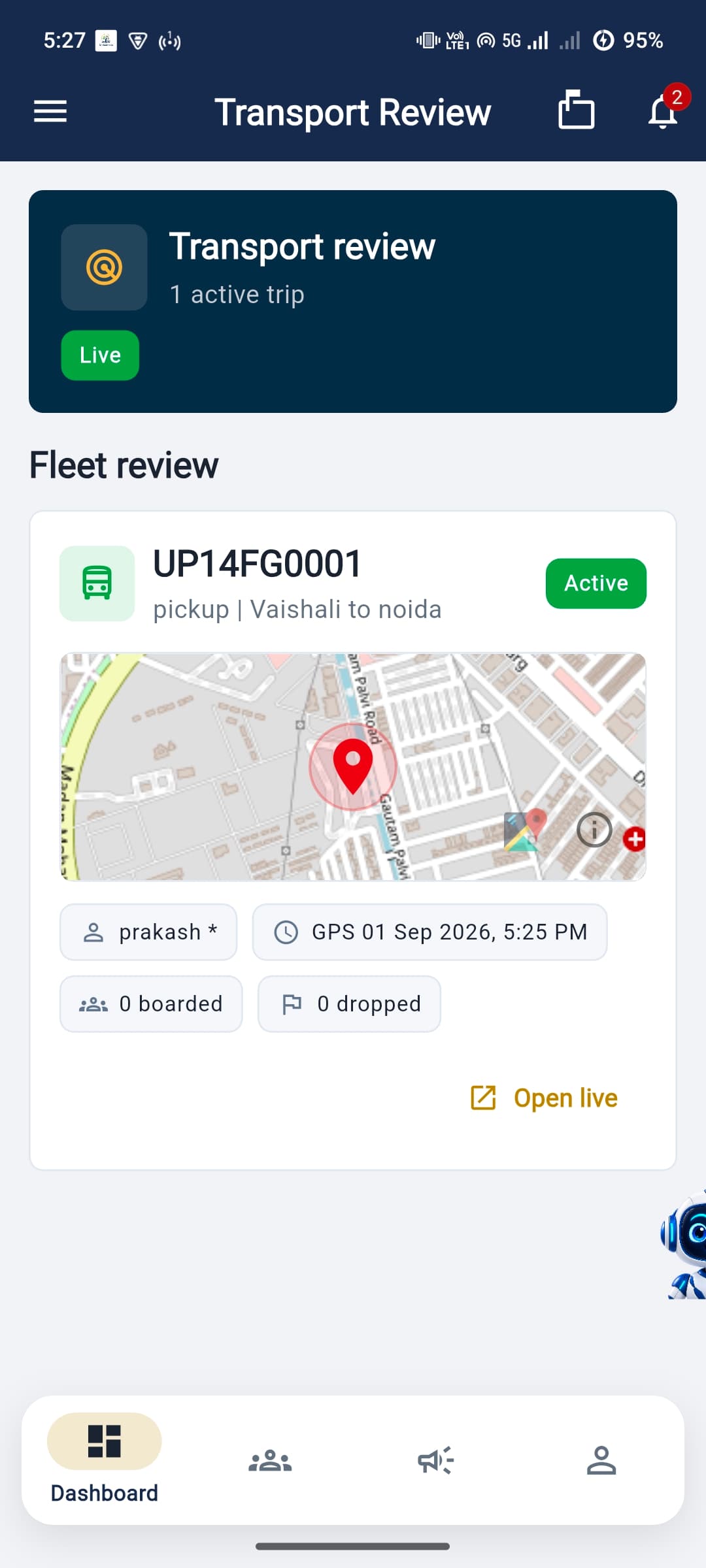 Keep transport details within easy reach in the Mahantham School ERP app