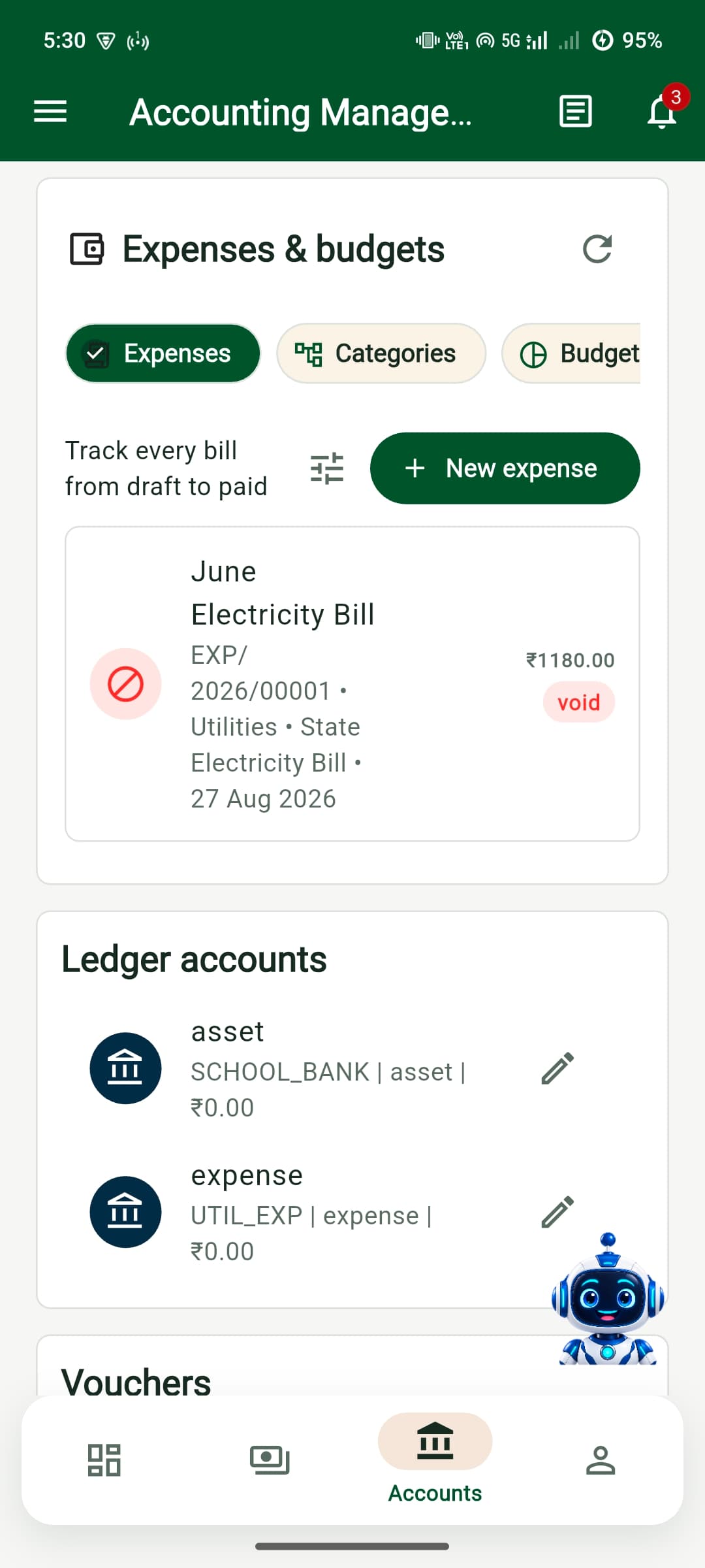 Stay on top of everyday school finances in the Mahantham School ERP app